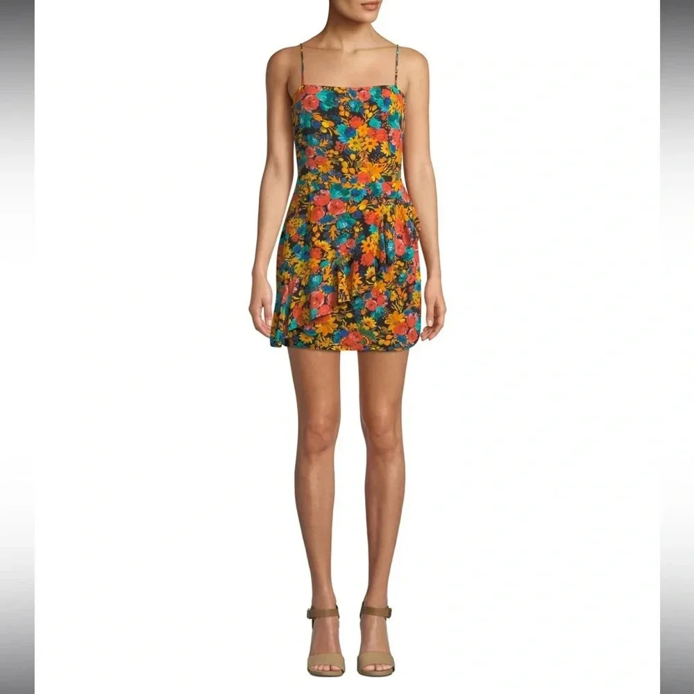 Lovers + Friends Claudia Floral Ruffle Mini Dress Size Small
